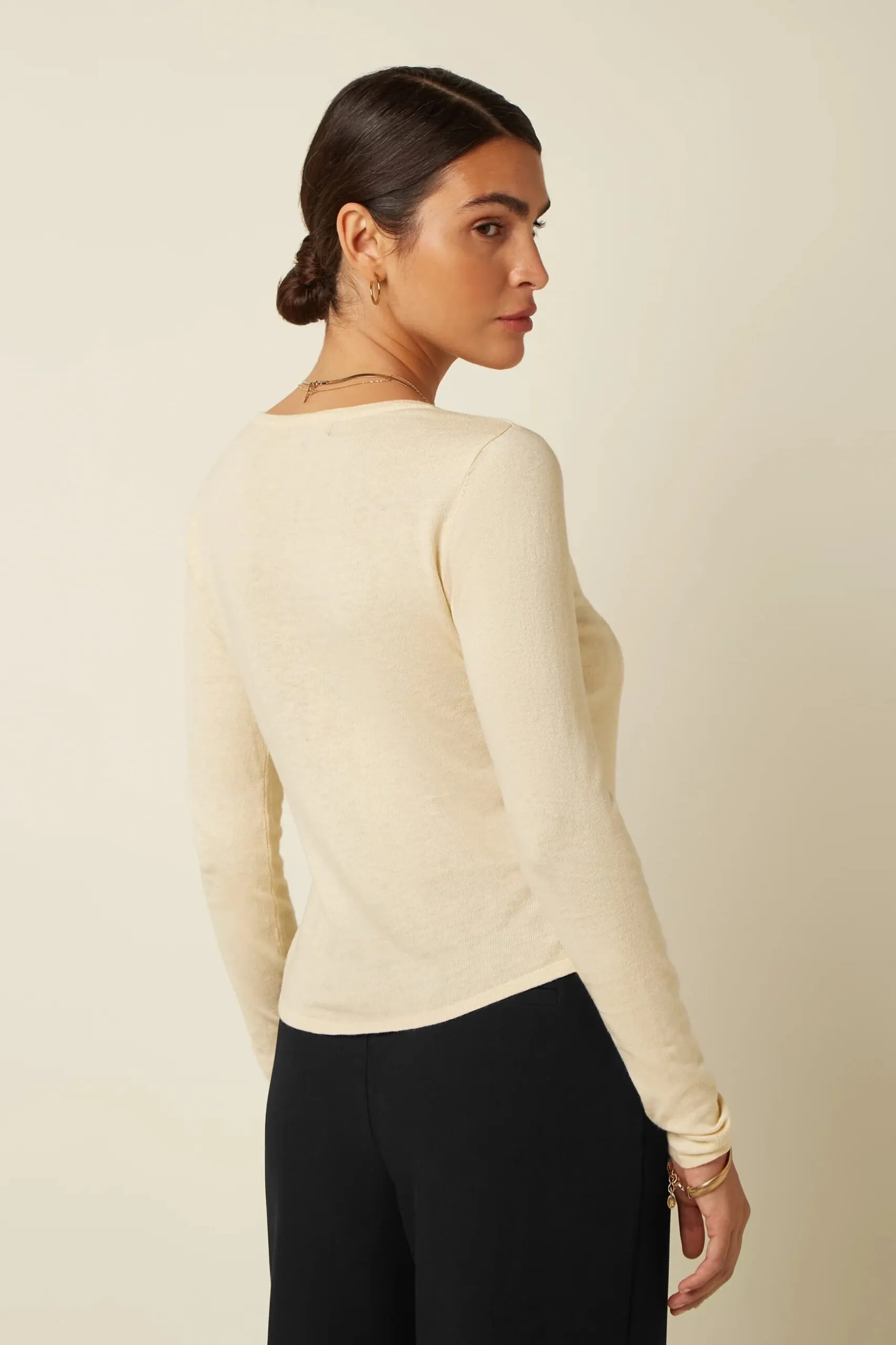 Cardi Roundneck Cocoon - Creme wit - Afbeelding 5