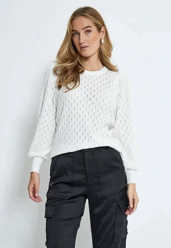 PCRosalia Puff Sleeve Knit Pullover - Wit