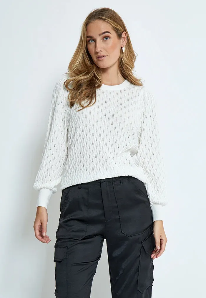 PCRosalia Puff Sleeve Knit Pullover - Wit