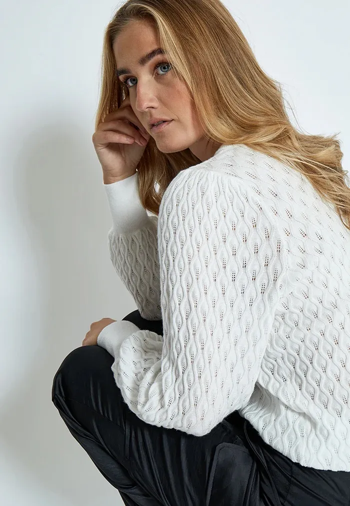 PCRosalia Puff Sleeve Knit Pullover - Wit - Afbeelding 5