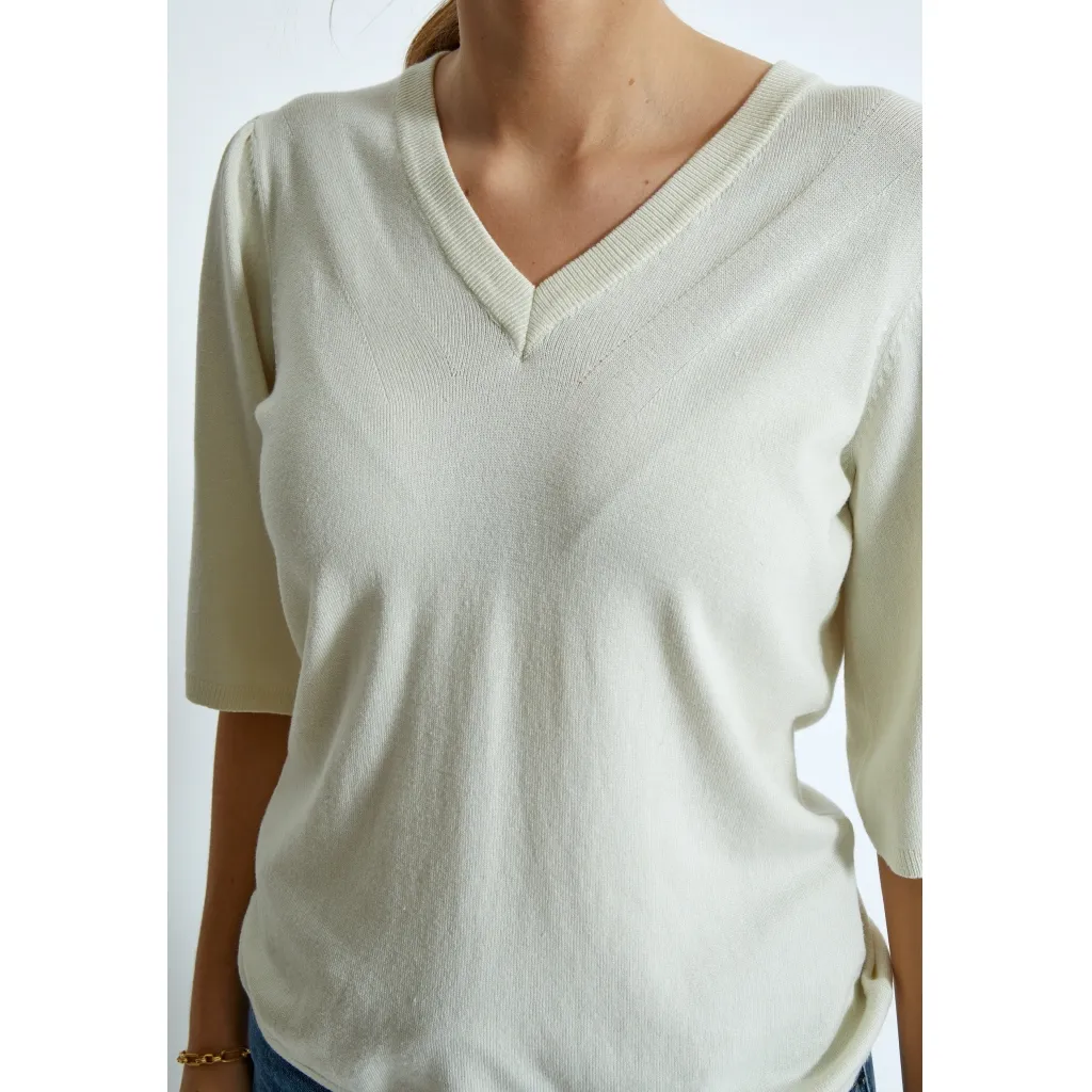 PCGlenda Short Sleeve Knit - Off white - Afbeelding 2