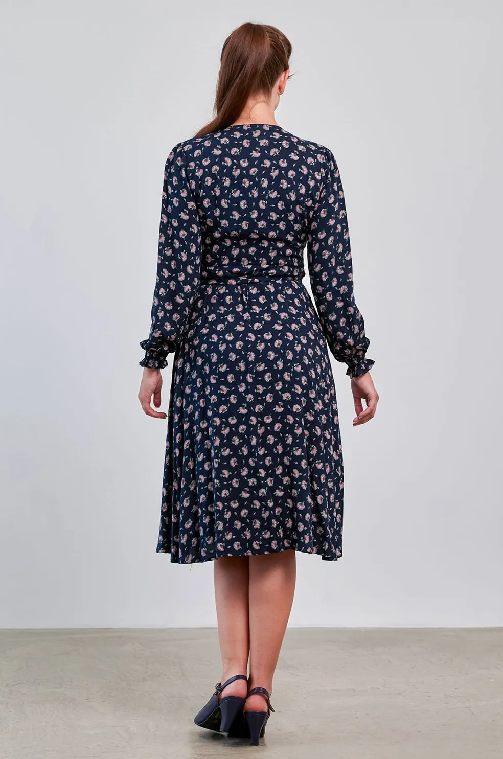 40s Bloom Floral Dress - Navy - Afbeelding 2