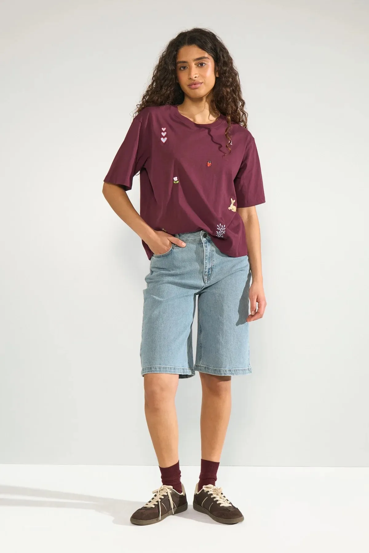 Nutenia Boxy T-shirt GOTS - bordeaux - Afbeelding 2