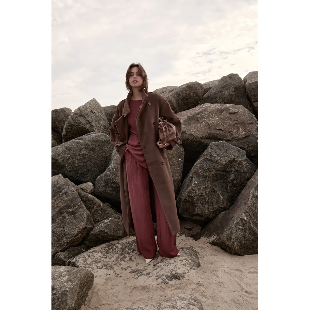 PCRebecca Wide Pant - Maroon - Afbeelding 2
