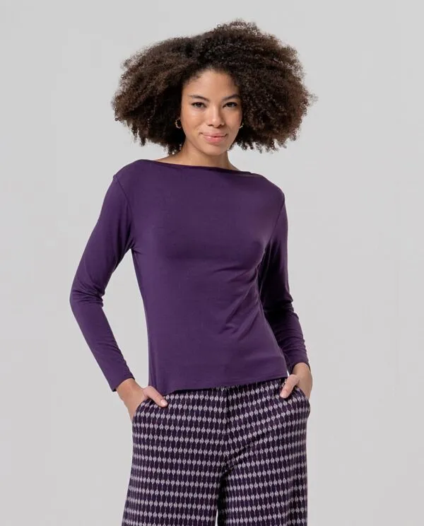 Boat Neck T-shirt - Paars
