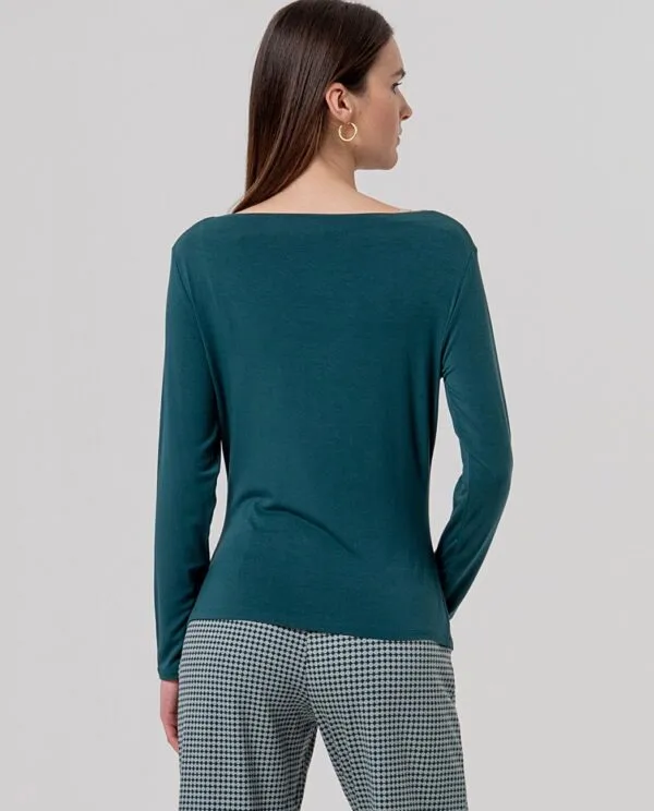 Boat Neck T-shirt - Bottle green