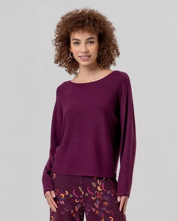 Boat Neckline Sweater - Paars