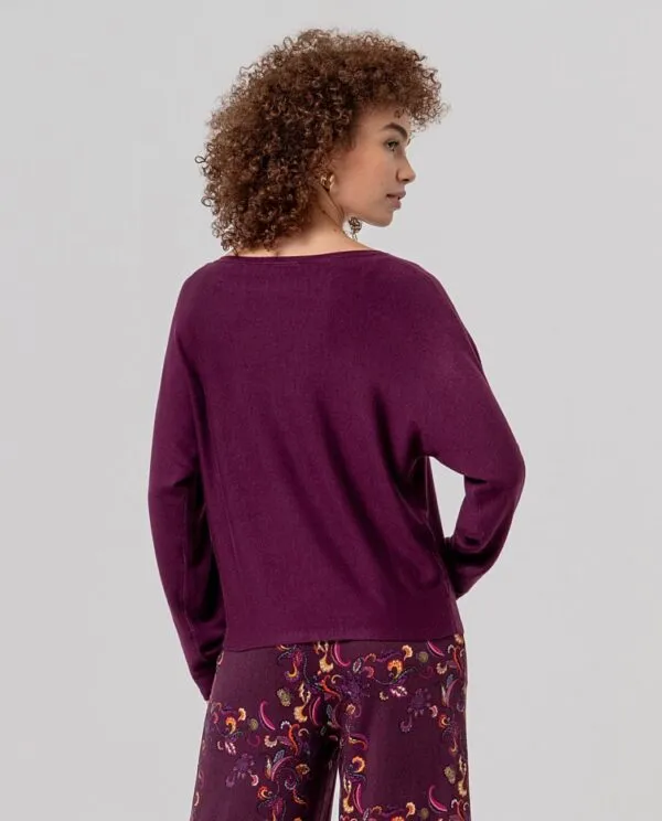 Boat Neckline Sweater - Paars