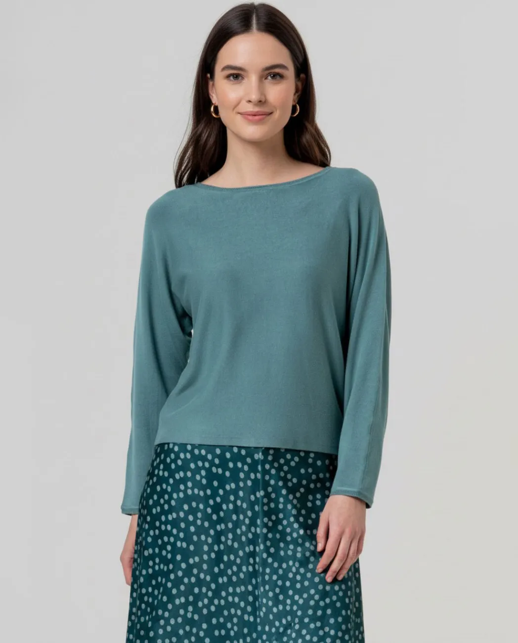 Boat Neckline Sweater - Turquoise