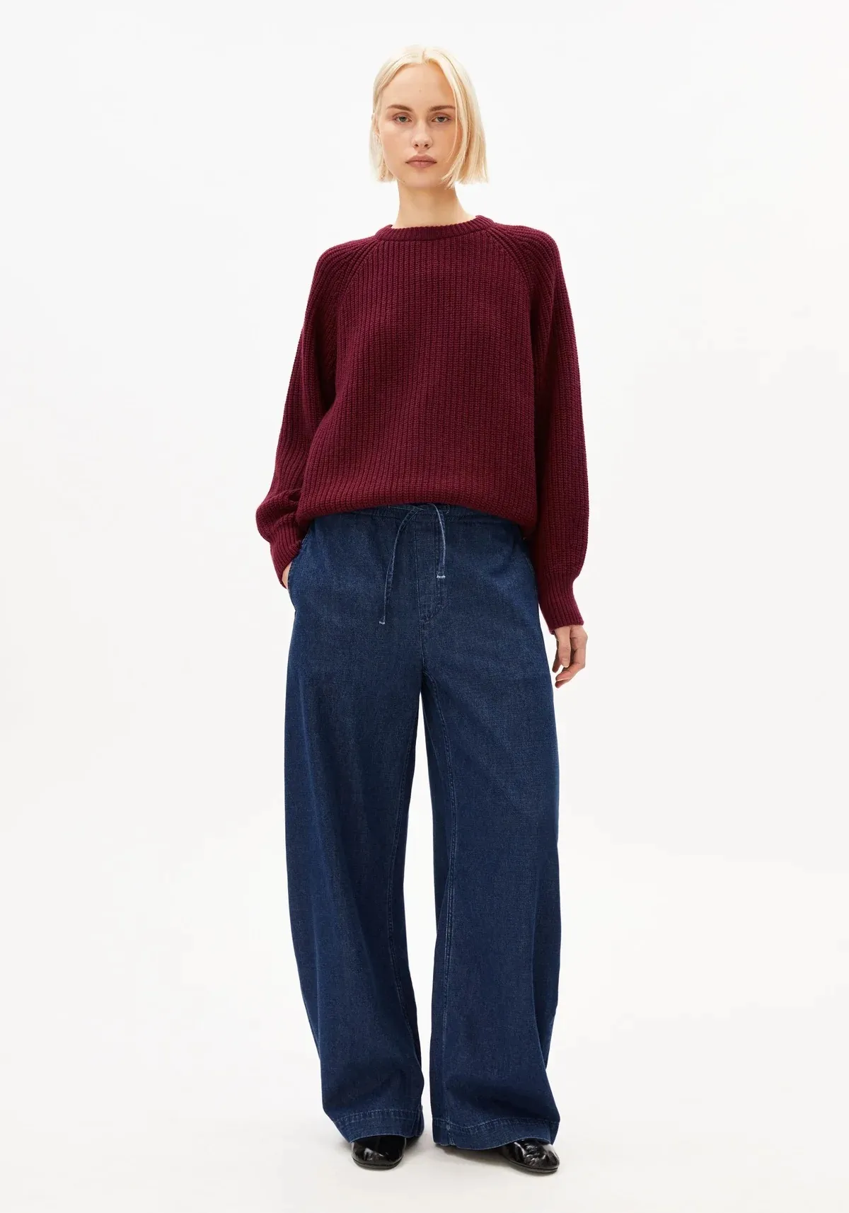 RIB KNIT SWEATER - Donkerrood - Afbeelding 3