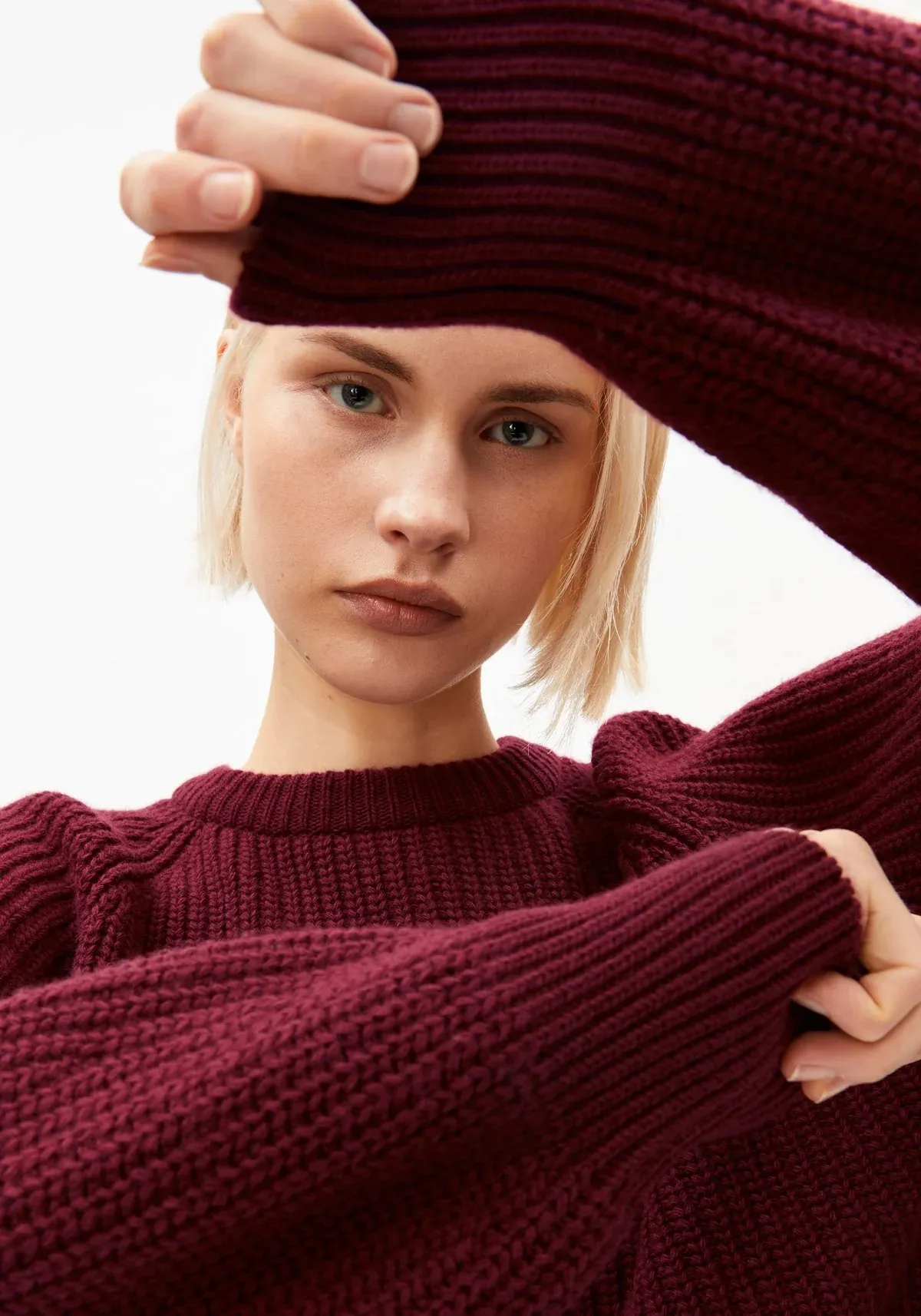 RIB KNIT SWEATER - Donkerrood - Afbeelding 4