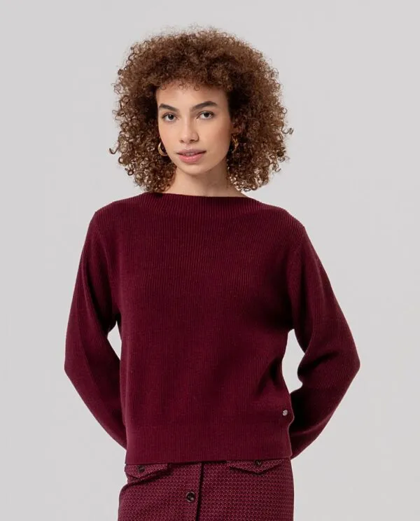 Boat Neckline Sweater - Maroon