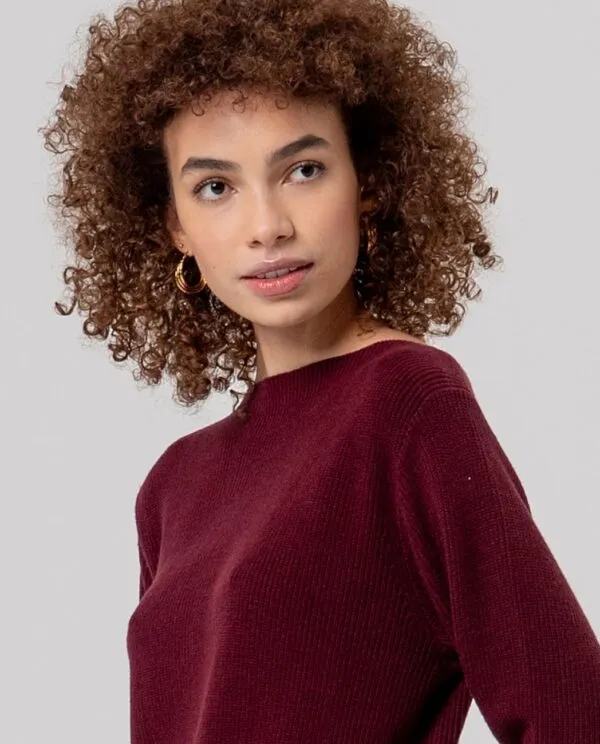 Boat Neckline Sweater - Maroon