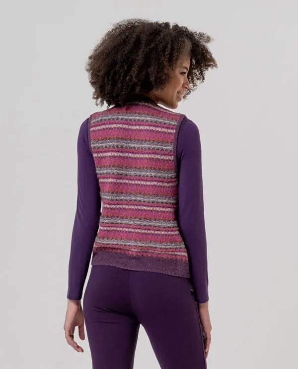 V-neck Vest with Jacquard - bordeaux