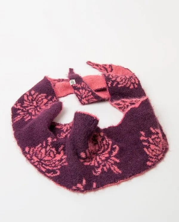 Knitted Bandana with Motifs - bordeaux