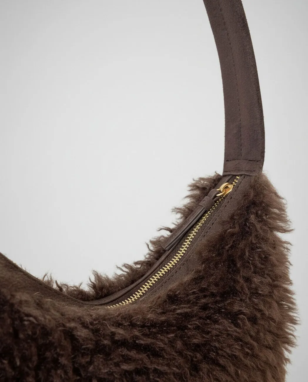 Shoulder Bag with Fur Fabric - Bruin - Afbeelding 2