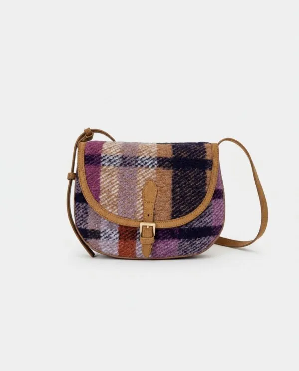 Saddle Bag in Combined Checked Fabric - Paars
