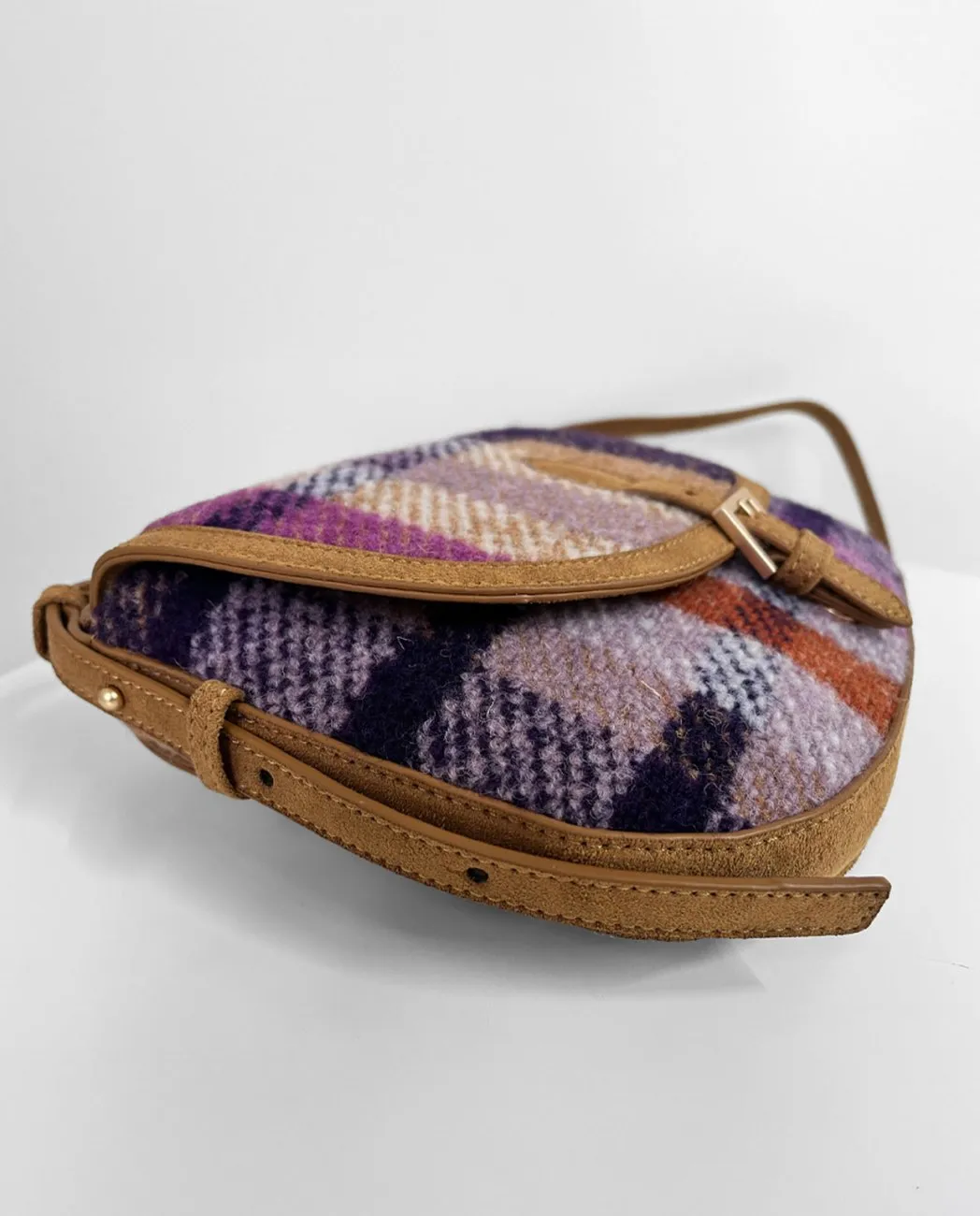Saddle Bag in Combined Checked Fabric - Paars - Afbeelding 2