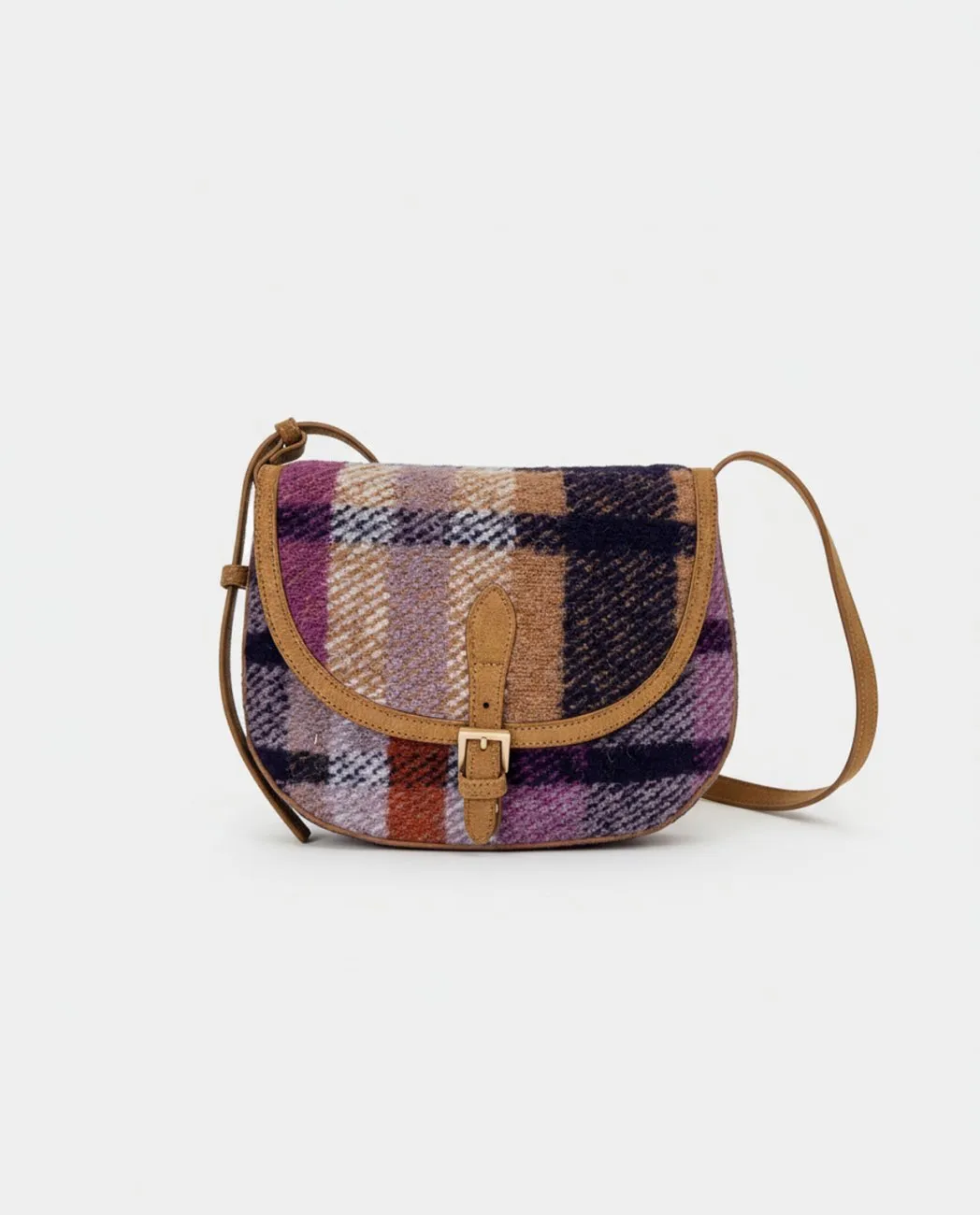 Saddle Bag in Combined Checked Fabric - Paars - Afbeelding 5