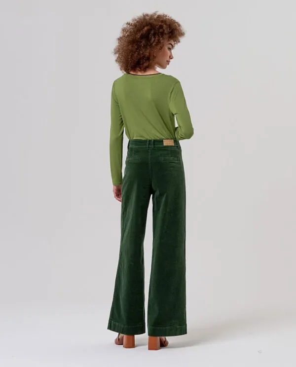 Wide Pants with Patch Pockets - Khaki
