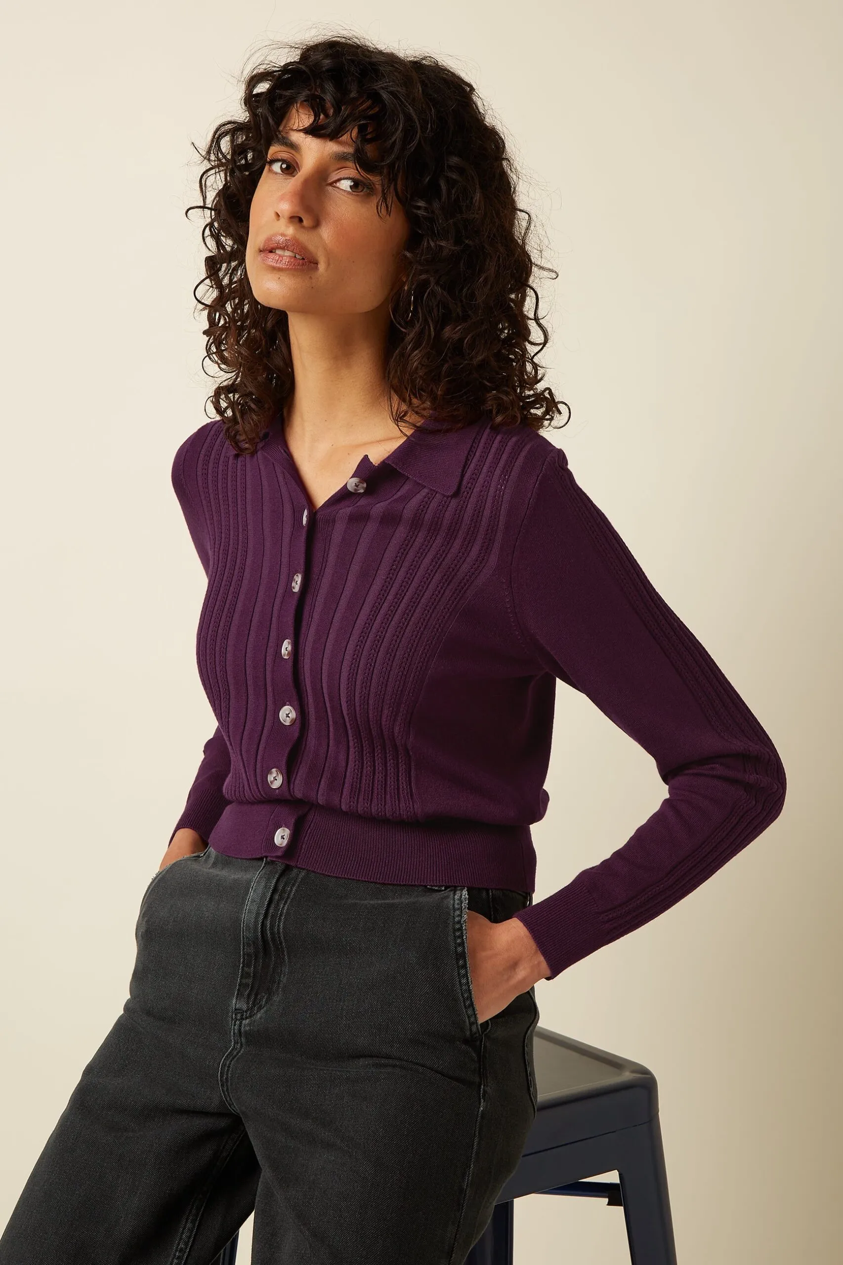 Sofie Cardi Match Knit - ­Caspia Purple