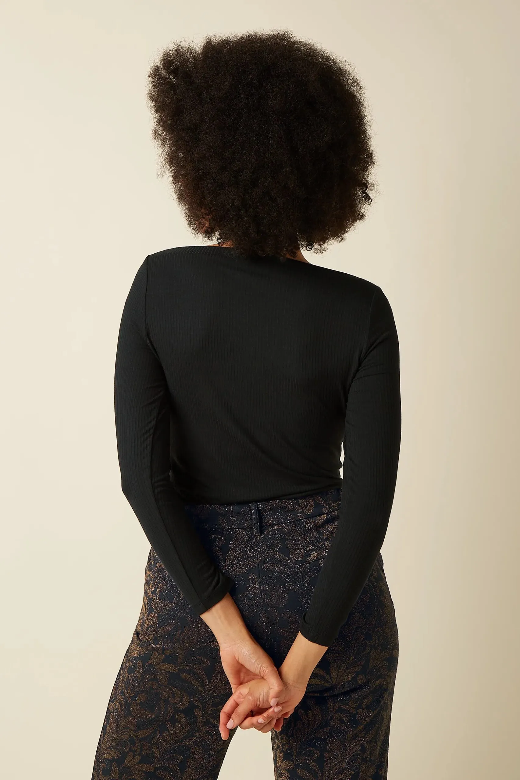 Marina Top Uni Rib - Zwart - Afbeelding 2