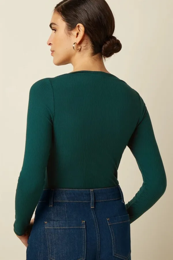 Marina Top Uni Rib - pine green