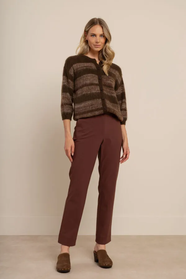Bibi ssl stripe cardigan - chestnut/espresso