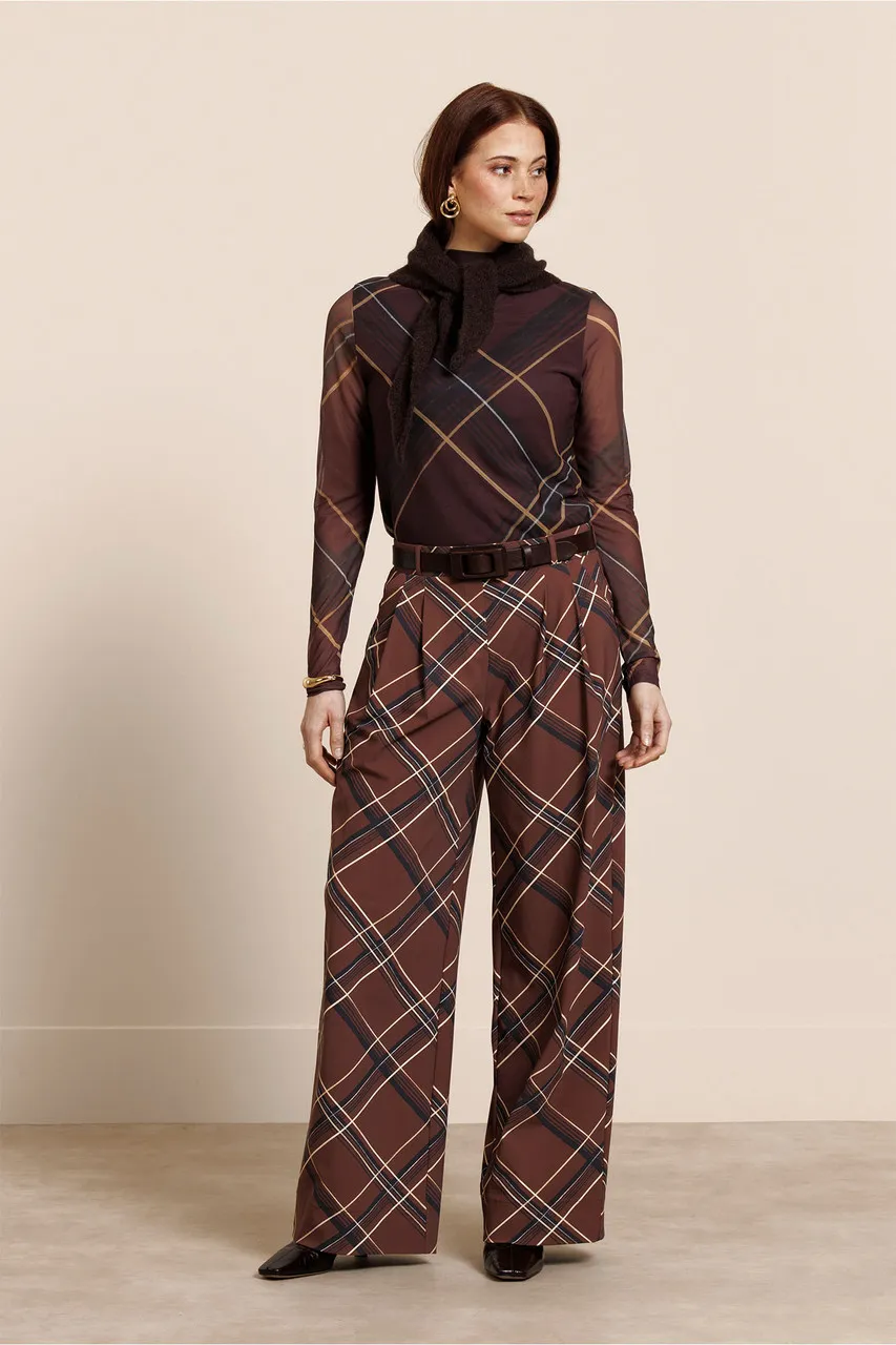 Rachel check mesh top - Chestnut - Afbeelding 2