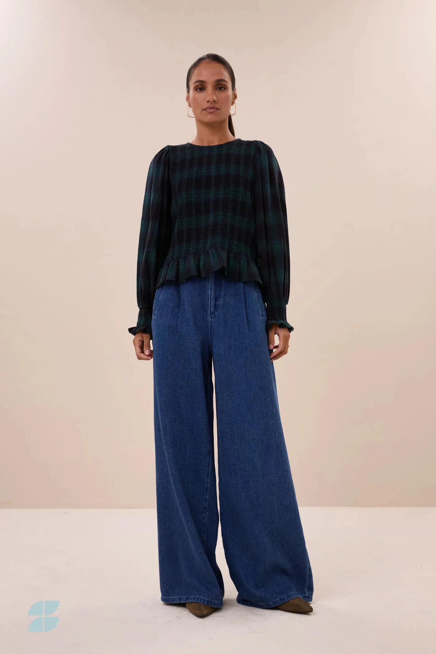 yena green check blouse - green tartan check - Afbeelding 2