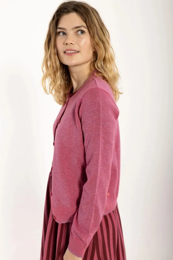 Danesaga Glitter Cardigan - Roze