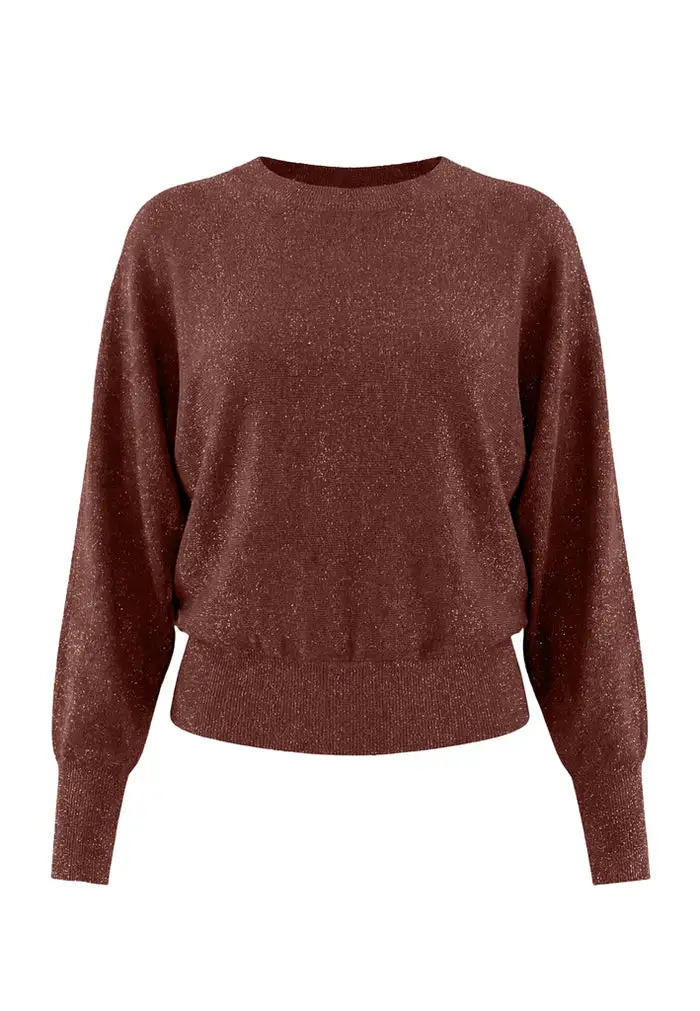 MSDana Metallic Bat Sleeve Pullover - Donkerrood - Afbeelding 2