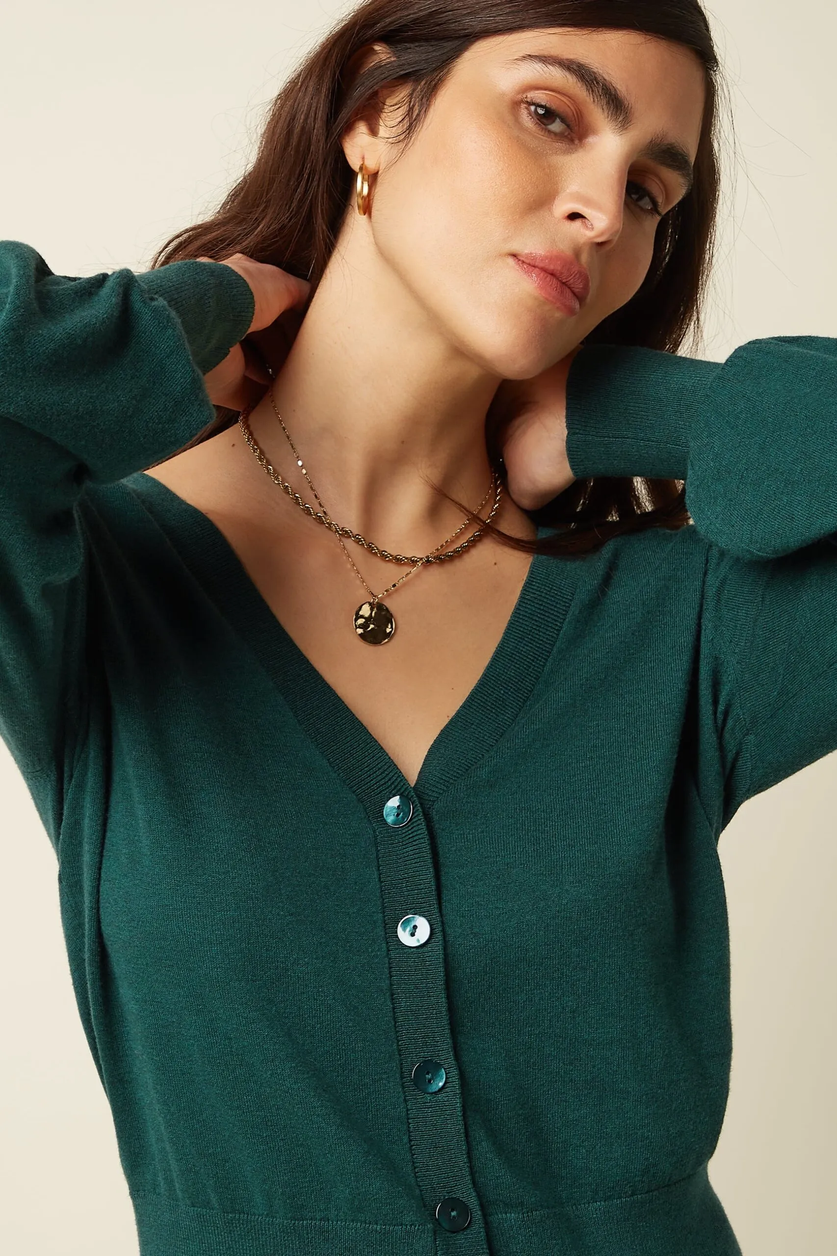 Cardi V Raglan Cocoon - pine green - Afbeelding 2