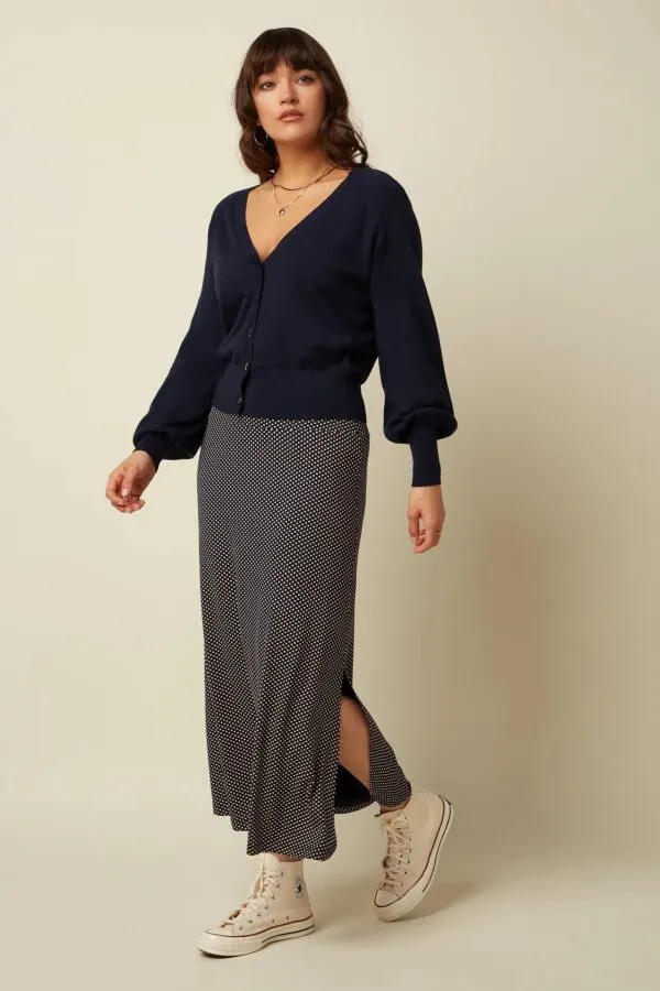 Cardi V Raglan Cocoon - Blauw