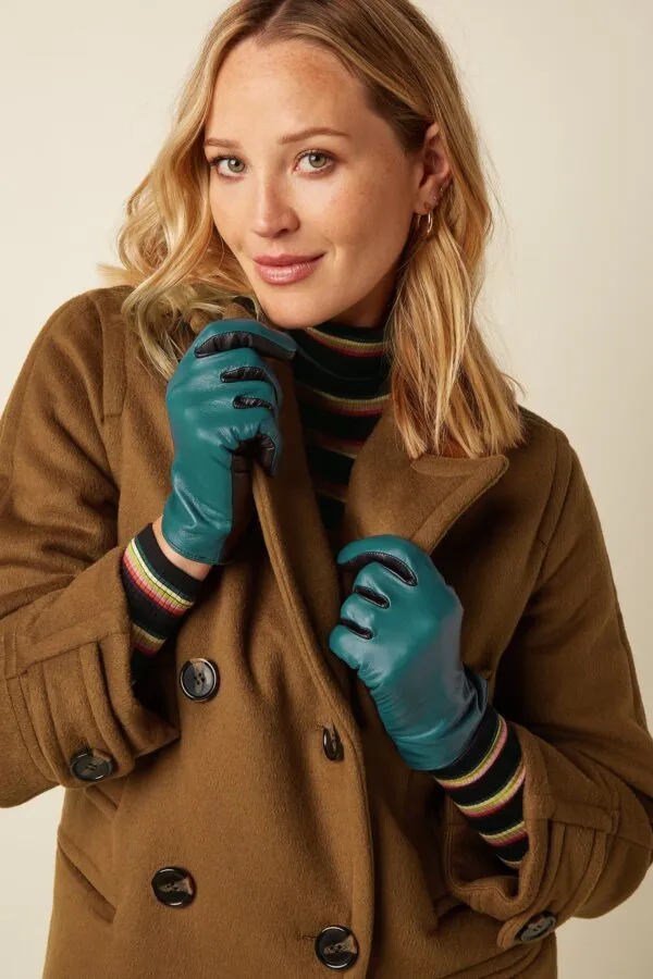 Leather Gloves - Dragonfly green