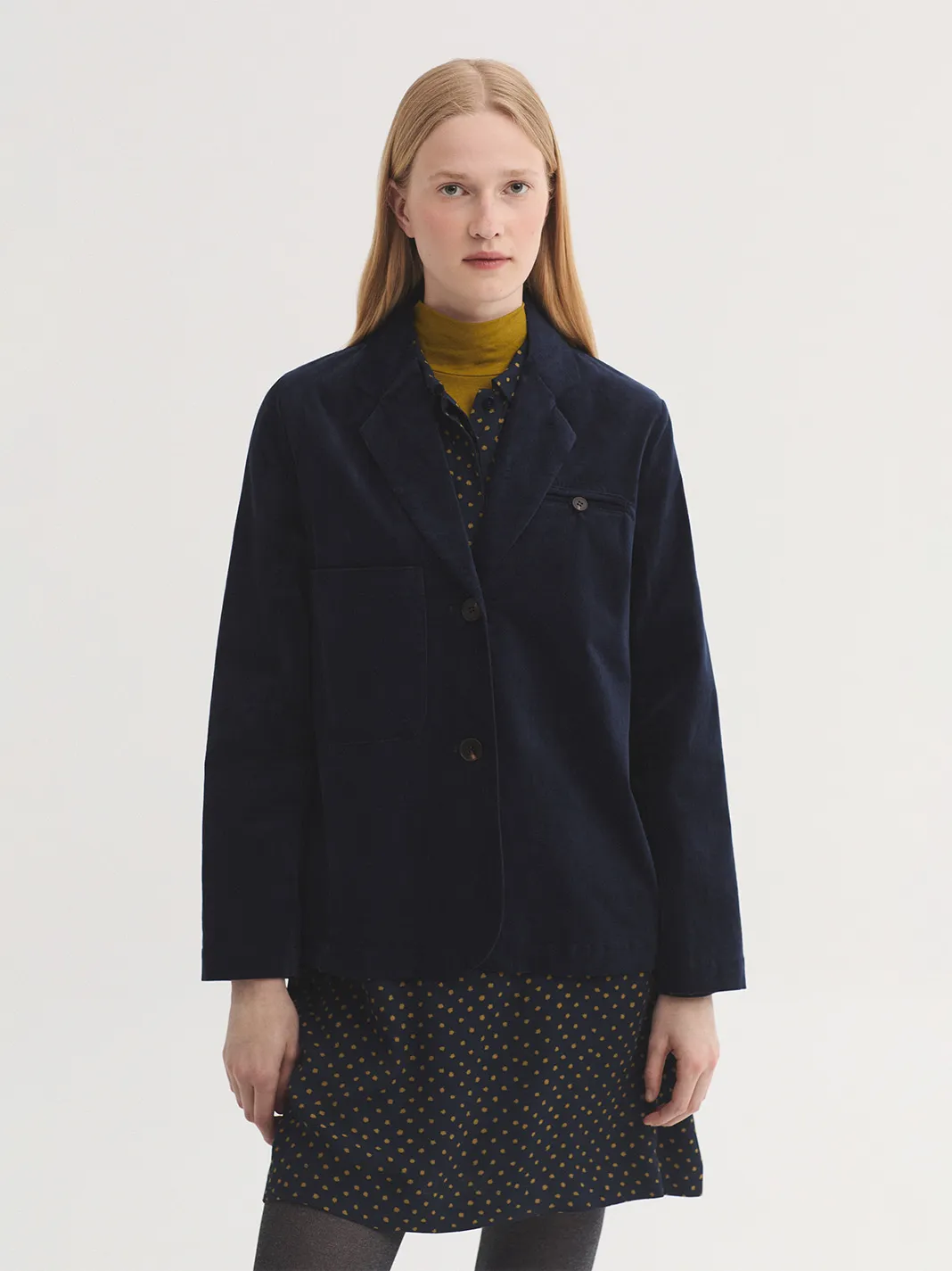 Plain corduroy blazer - Navy