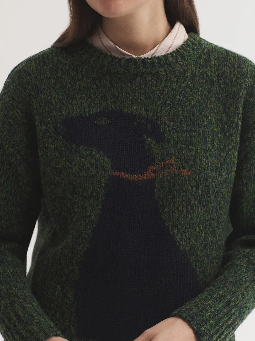 Heathered wool dog sweater - Groen - Afbeelding 2