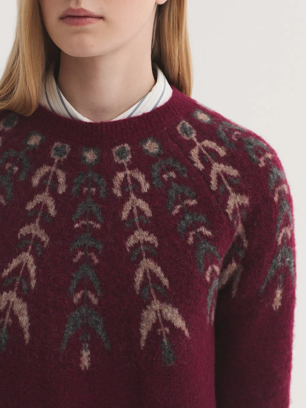 Round neck sweater with greca - Rood - Afbeelding 2