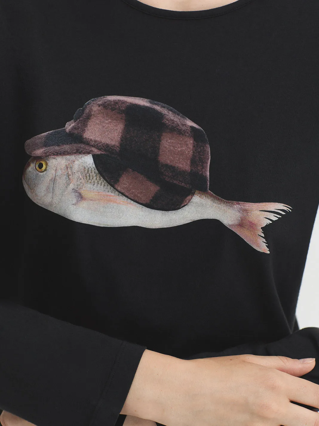 Overdyed T-shirt Wool Cap Fish - Zwart - Afbeelding 2