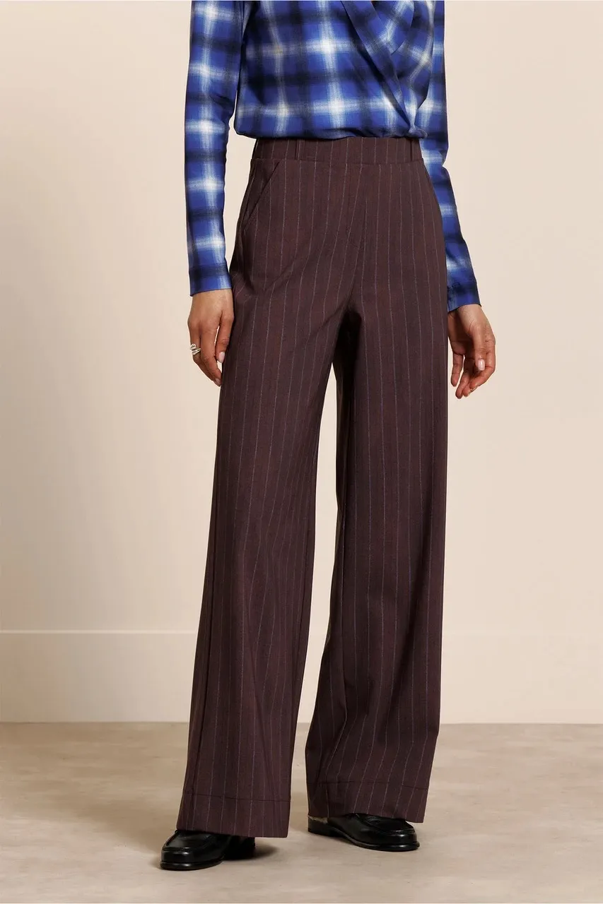 Marlise stripe trousers - chestnut/espresso - Afbeelding 2