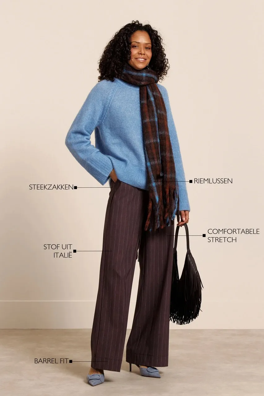 Marlise stripe trousers - chestnut/espresso - Afbeelding 3