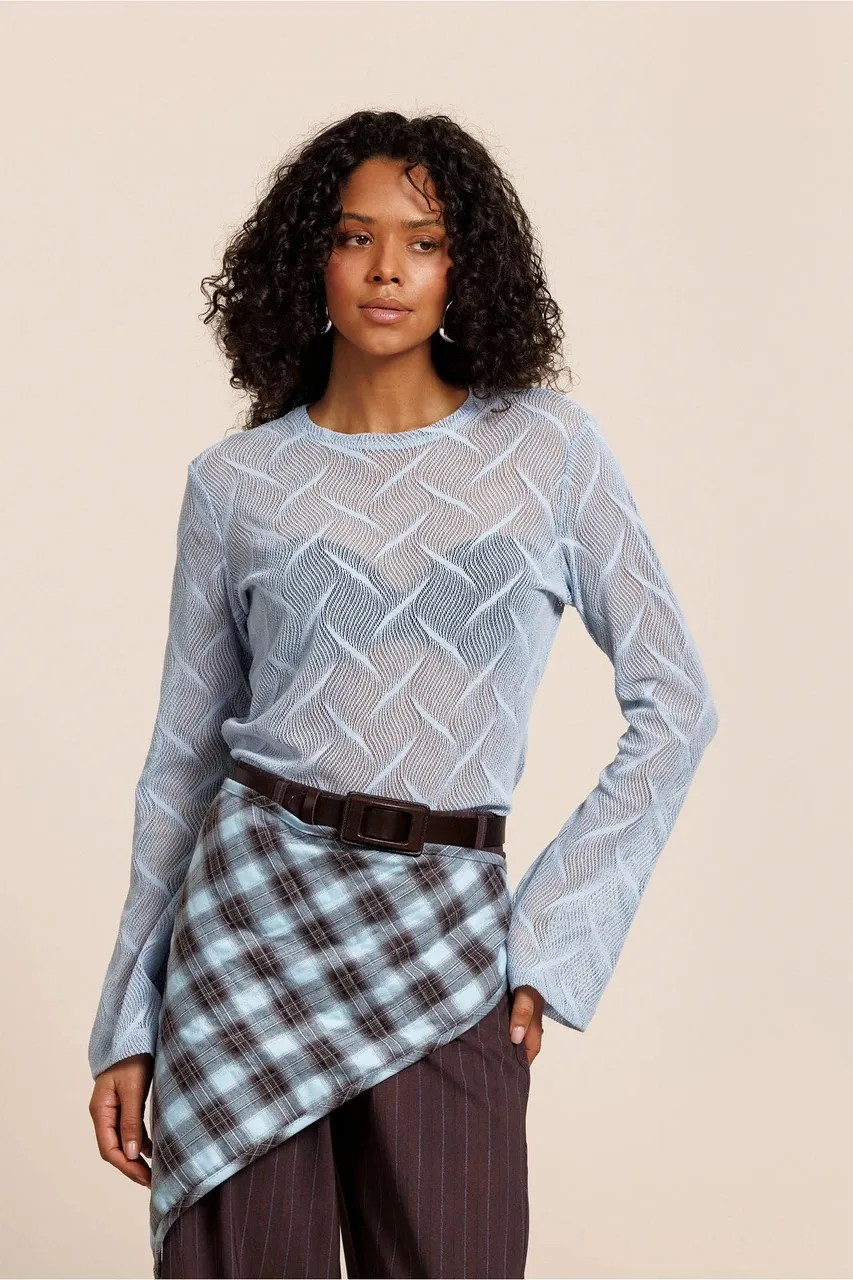 Reagan flaire lace top - Sky Blue