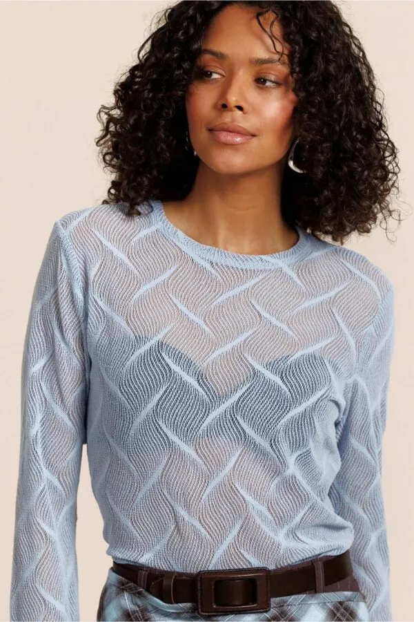 Reagan flaire lace top -  Sky Blue