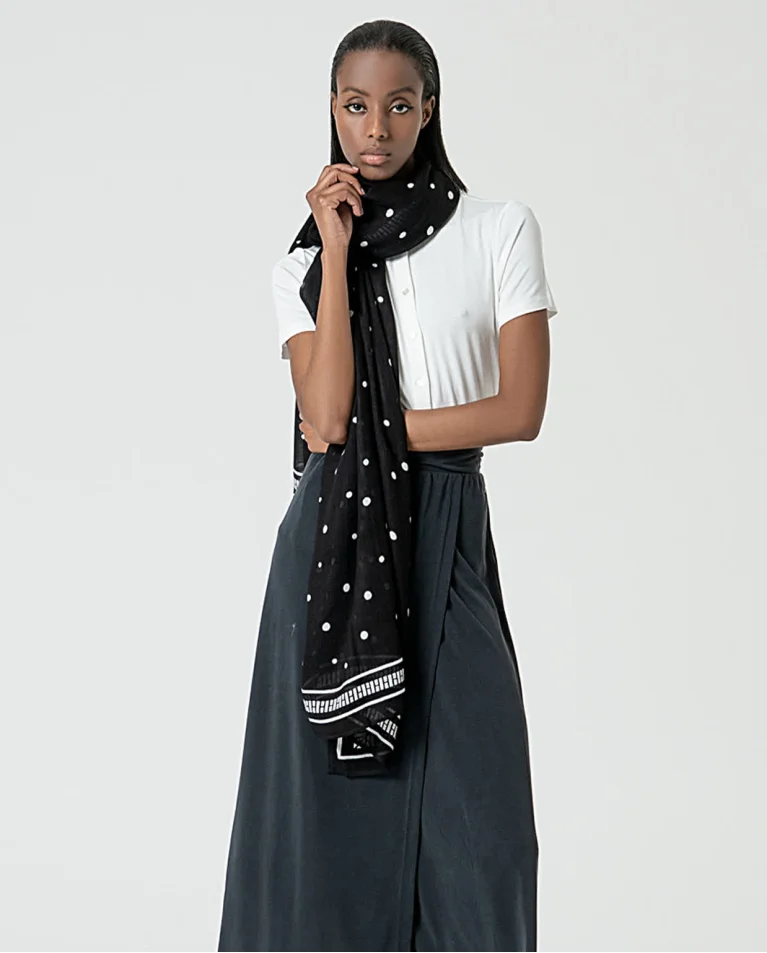Rectangular Printed Scarf 100x180cm - Zwart - Afbeelding 2