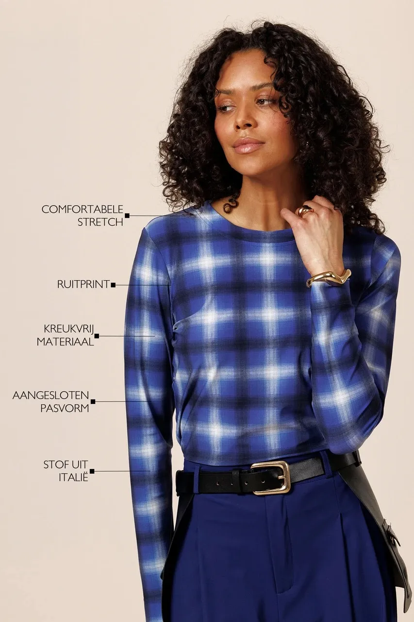 Faith check top - Ink Blue - Afbeelding 3