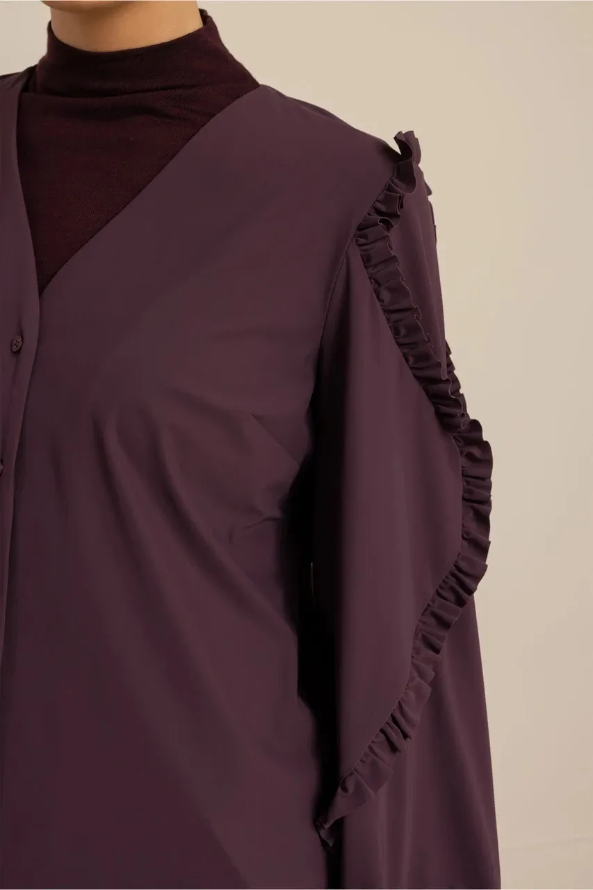 Ingrid ruffle blouse - Aubergine - Afbeelding 2