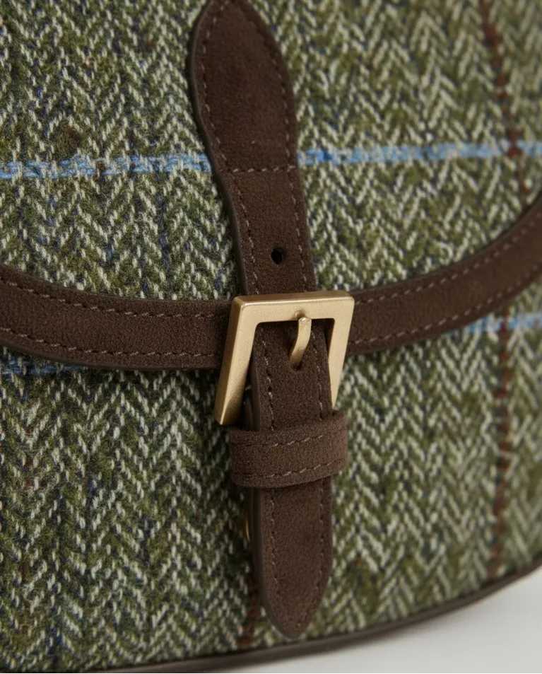 Saddle Bag in Combined Checked Fabric - Groen - Afbeelding 3