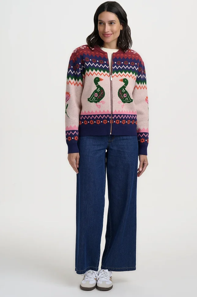 Solana Knitted Bomber Jacket - Navy - Afbeelding 2