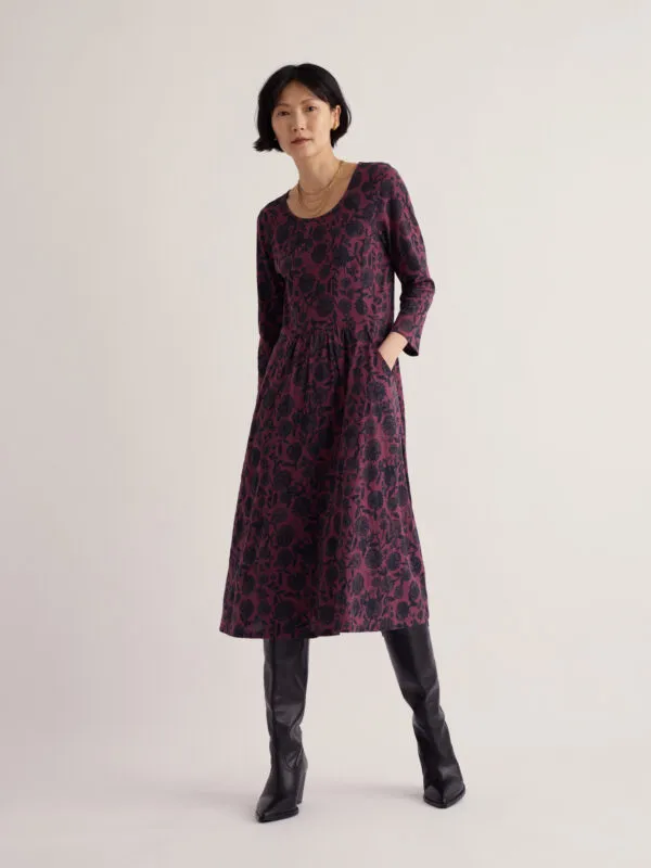 3/4 Enor Dress - Allium Flowers Plum Berry