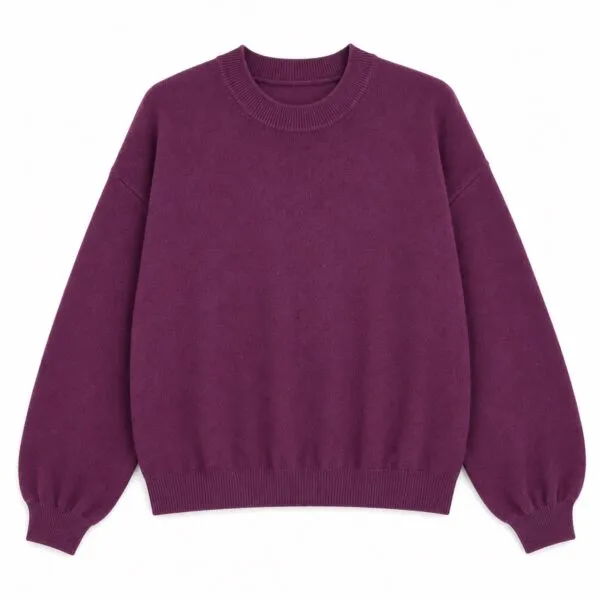 lomg puffed sleeves round neck jumper - Wijnrood